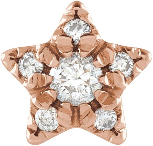14K Gold Round Natural Diamond Accented Star Earrings – 2mm Stones - Rose Gold