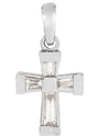 Platinum Tapered Baguette Natural Diamond Accented Cross Necklace or Pendant