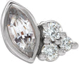 14K Gold Marquise Natural White Sapphire Accented Bezel-Set Earrings - White Gold