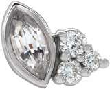 14K Gold Marquise Natural White Sapphire Accented Bezel-Set Earrings - White Gold