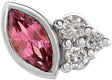14K Gold Marquise Natural Pink Tourmaline Accented Bezel-Set Earrings - White Gold