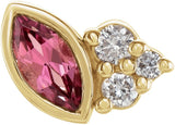 14K Gold Marquise Natural Pink Tourmaline Accented Bezel-Set Earrings - Yellow Gold