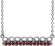 Platinum Round Natural Mozambique Garnet Infinity-Inspired Bar Necklace