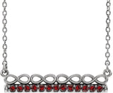 Platinum Round Natural Mozambique Garnet Infinity-Inspired Bar Necklace