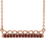14K Gold Round Natural Mozambique Garnet Infinity-Inspired Bar Necklace - Rose Gold