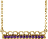 14K Gold Round Natural Amethyst Infinity-Inspired Bar Necklace - Yellow Gold