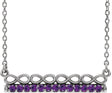Platinum Round Natural Amethyst Infinity-Inspired Bar Necklace