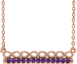 14K Gold Round Natural Amethyst Infinity-Inspired Bar Necklace - Rose Gold