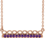 14K Gold Round Natural Amethyst Infinity-Inspired Bar Necklace - Rose Gold