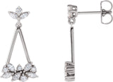 14K Gold Natural Diamond Geometric Cluster Earrings II - White Gold