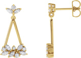 14K Gold Natural Diamond Geometric Cluster Earrings II - Yellow Gold
