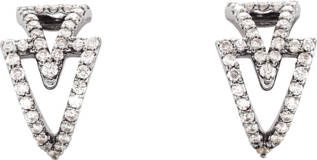 Platinum Round Natural Diamond Geometric Hoop Earrings - view 2