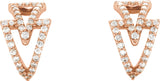 14K Gold Round Natural Diamond Geometric Hoop Earrings III - Rose Gold - view 2