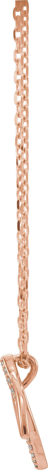 14K Gold Round Natural Diamond Double Leaf Necklace or Pendant - Rose Gold - view 2