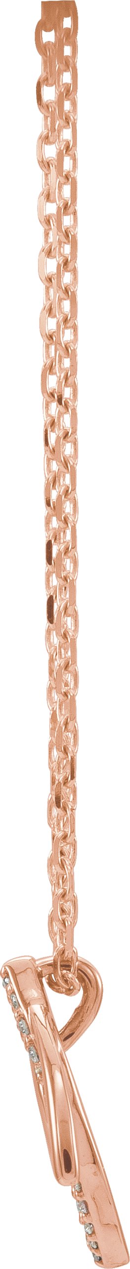 14K Gold Round Natural Diamond Double Leaf Necklace or Pendant - Rose Gold - view 2