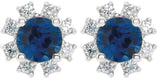Platinum Natural Blue Sapphire Round 4-Prong Halo-Style Earrings - view 2