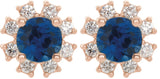14K Gold Lab-Grown Blue Sapphire Round 4-Prong Halo-Style Earrings - Rose Gold - view 2