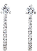 Platinum Round Natural Diamond Accented J-Hoop Earrings - view 2