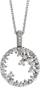 Platinum Scattered Circle Necklace or Pendant