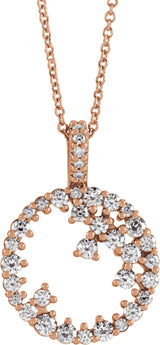 14K Gold Scattered Circle Necklace or Pendant - Rose Gold