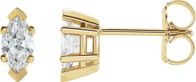 14K Gold Lab-Grown Diamond Marquise 6-Prong V-End Stud Earrings - Yellow Gold