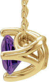 14K Gold Round Natural Amethyst Solitaire Necklace or Slide Pendant - Yellow Gold - view 2