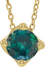 14K Gold Round Lab-Grown Alexandrite Solitaire Necklace or Slide Pendant - Yellow Gold