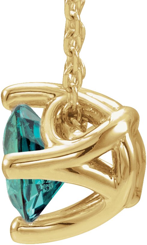 14K Gold Round Lab-Grown Alexandrite Solitaire Necklace or Slide Pendant - Yellow Gold - view 2