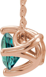 14K Gold Round Lab-Grown Alexandrite Solitaire Necklace or Slide Pendant - Rose Gold - view 2
