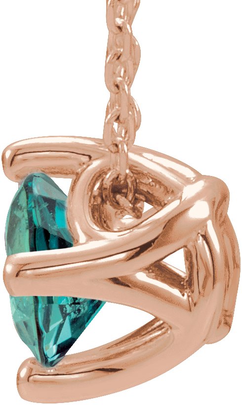 14K Gold Round Lab-Grown Alexandrite Solitaire Necklace or Slide Pendant - Rose Gold - view 2