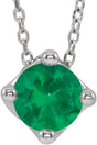 Platinum Round Lab-Grown Emerald Solitaire Necklace or Slide Pendant