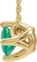 14K Gold Round Lab-Grown Emerald Solitaire Necklace or Slide Pendant - Yellow Gold - view 2