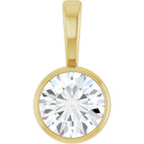 14K Gold Round Natural Diamond Bezel-Set Solitaire Necklace or Pendant – up to 0.06 CTW - Yellow Gold