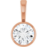 14K Gold Round Natural Diamond Bezel-Set Solitaire Necklace or Pendant – up to 0.06 CTW - Rose Gold