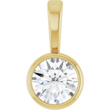 14K Gold Round Natural Diamond Bezel-Set Solitaire Necklace or Pendant – up to 0.06 CTW - Yellow Gold