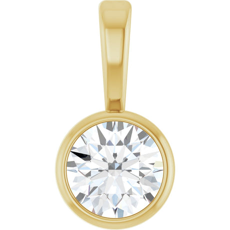 14K Gold Round Natural Diamond Bezel-Set Solitaire Necklace or Pendant – up to 0.06 CTW - Yellow Gold