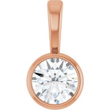 14K Gold Round Natural Diamond Bezel-Set Solitaire Necklace or Pendant – up to 0.06 CTW - Rose Gold