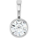 Platinum Round Natural Diamond Bezel-Set Solitaire Necklace or Pendant