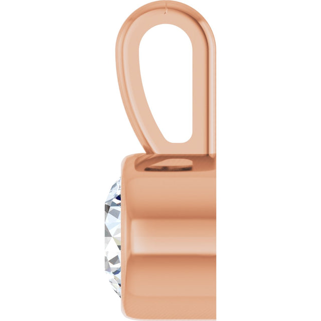 14K Gold Round Natural Diamond Bezel-Set Solitaire Necklace or Pendant – up to 0.06 CTW - Rose Gold - view 3