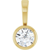 14K Gold Round Natural Diamond Bezel-Set Solitaire Necklace or Pendant – up to 0.06 CTW - Yellow Gold