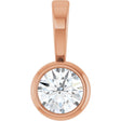14K Gold Round Natural Diamond Bezel-Set Solitaire Necklace or Pendant – up to 0.06 CTW - Rose Gold