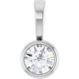 14K Gold Round Natural Diamond Bezel-Set Solitaire Necklace or Pendant – up to 0.06 CTW - White Gold