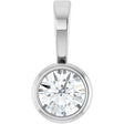 Platinum Round Natural Diamond Bezel-Set Solitaire Necklace or Pendant