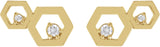 14K Gold Round Natural Diamond Honeycomb Earrings - Yellow Gold - view 2