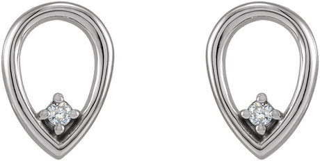 Platinum Round Natural Diamond Accented Geometric Earrings – 1.5mm Stones - view 2