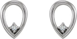 14K Gold Round Natural Diamond Accented Geometric Earrings – 1.5mm Stones - White Gold - view 2