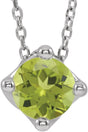 Platinum Round Natural Peridot Solitaire Necklace or Slide Pendant