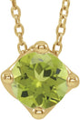 14K Gold Round Natural Peridot Solitaire Necklace or Slide Pendant - Yellow Gold