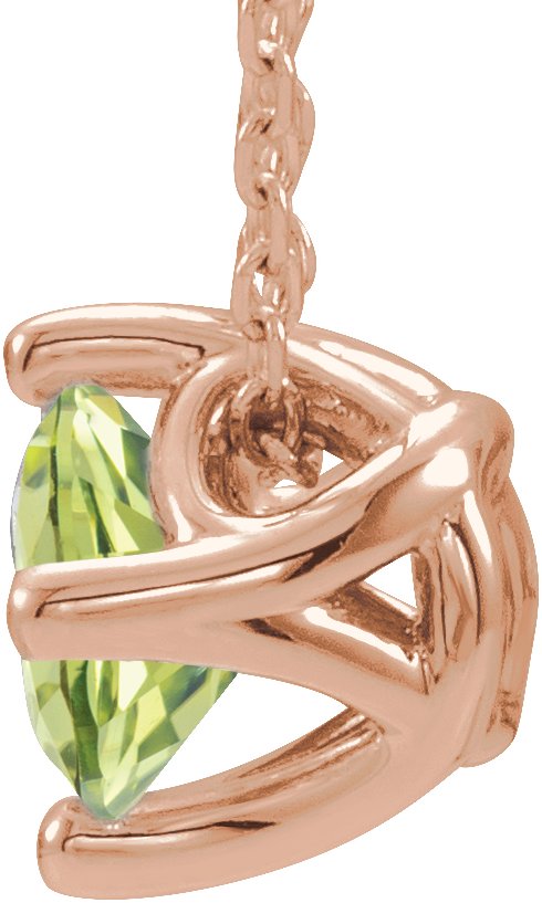14K Gold Round Natural Peridot Solitaire Necklace or Slide Pendant - Rose Gold - view 2
