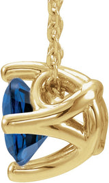 14K Gold Round Lab-Grown Blue Sapphire Solitaire Necklace or Slide Pendant - Yellow Gold - view 2